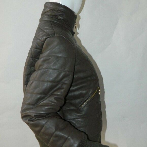 BABY PHAT Jacket Leather Brown Puffer Y2K 90's Vintage Embroidery Cat Logo XXL - Picture 8 of 12